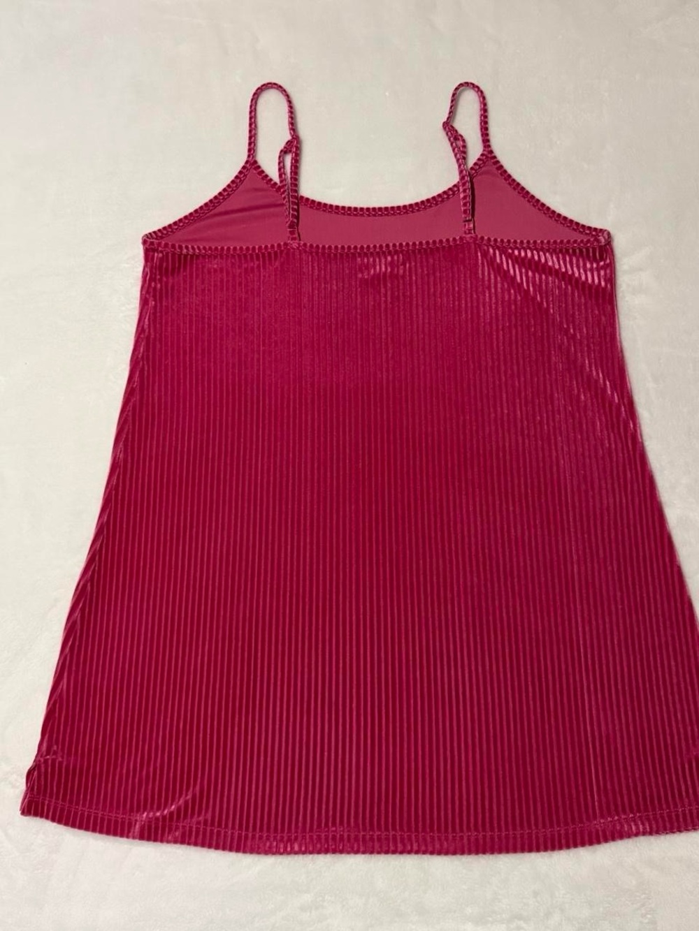 Colsie Ribbed Velvet Cami Dress - Fuchsia - Picture 2 of 5